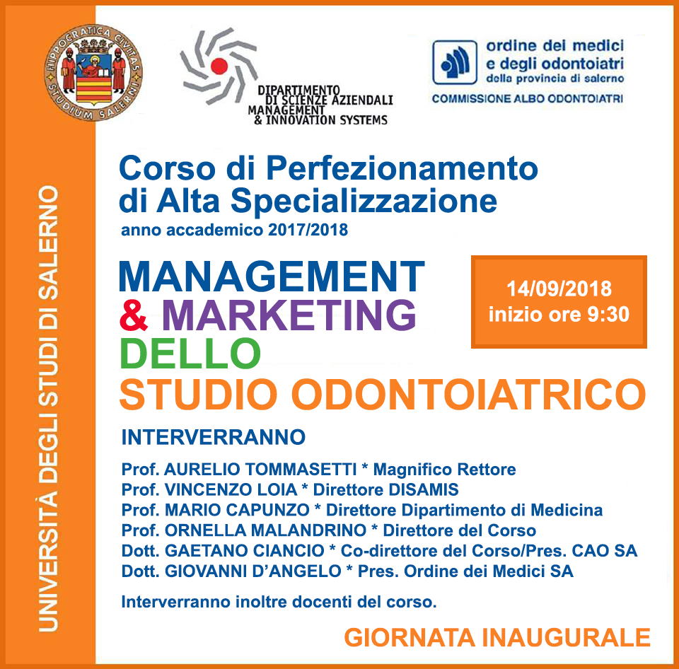 Corso di Perfezionamento Universitario MANAGEMENT E MARKETING DELLO STUDIO ODONTOIATRICO